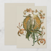 Art Nouveau vintage, kaketoe vogel, orchidee bloem (Voorkant / Achterkant)