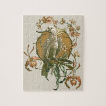 Art Nouveau vintage, kaketoe vogel, orchidee bloem