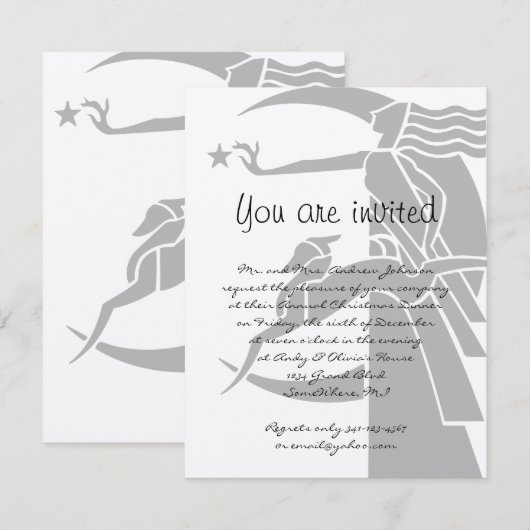 Art Nouveau Vintage kerstfeest Invitae Kaart (Voorkant / Achterkant)