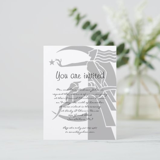 Art Nouveau Vintage kerstfeest Invitae Kaart (Staand voorkant)