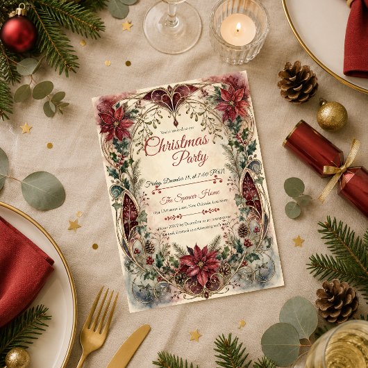 Art Nouveau Vintage Kerstfeest Kaart
