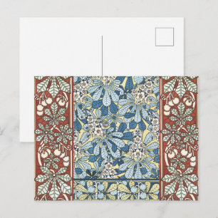 Art Nouveau Vintage Kerstnoten Bloempatroon Briefkaart
