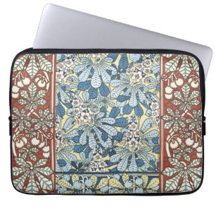Art Nouveau Vintage Kerstnoten Bloempatroon Laptop Sleeve