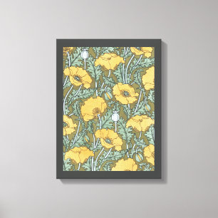 Art Nouveau vintage, klaprozen in de tuin Canvas Afdruk