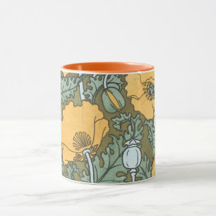 Art Nouveau vintage, klaprozen in tuin Mok