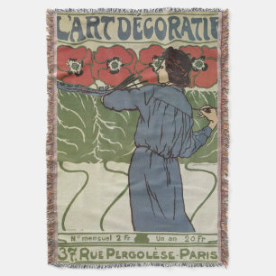 Art Nouveau vintage, kunstenaar schildert klaproze Deken