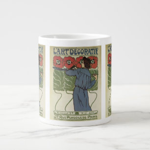 Art Nouveau vintage, kunstenaar schildert klaproze Grote Koffiekop