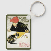 Art Nouveau vintage, kunstschilder met huisdier ka Sleutelhanger (Achterkant)