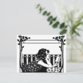 Art Nouveau vintage lezer Briefkaart (Staand voorkant)