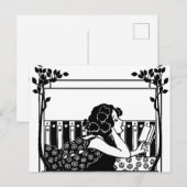 Art Nouveau vintage lezer Briefkaart (Voorkant / Achterkant)