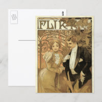 Art Nouveau vintage liefdesromantiek, flirten door