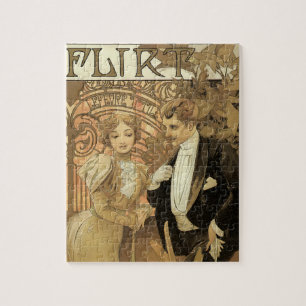 Art Nouveau vintage liefdesromantiek, flirten door Legpuzzel