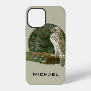 Art Nouveau vintage met een uil, munt en een boek iPhone 12 Hoesje