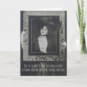 Art Nouveau Vintage Mooi Vrouwtje Ingelijste Verja Kaart