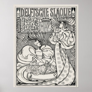 Art Nouveau Vintage Nederlandse Advertentie Zwart Poster