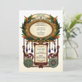 Art Nouveau Vintage Oval Frame Wedding Kaart (Staand voorkant)