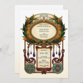 Art Nouveau Vintage Oval Frame Wedding Kaart (Voorkant / Achterkant)