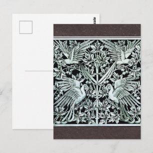 Art Nouveau Vintage Papegaai Vogel Bloem Kunst Briefkaart