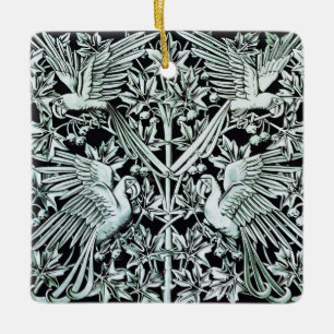 Art Nouveau Vintage Papegaai Vogel Bloem Kunst Keramisch Ornament