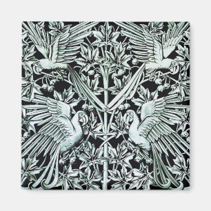 Art Nouveau Vintage Papegaai Vogel Bloem Kunst Magneet