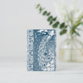 Art Nouveau Vintage Pauw Bloem Blauw Visitekaartje (Staand voorkant)