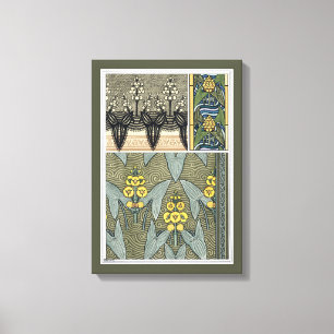 Art Nouveau Vintage Pijlkruid Tuinbloemen Canvas Afdruk