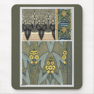 Art Nouveau Vintage Pijlkruid Tuinbloemen Muismat