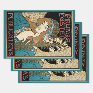 Art Nouveau vintage, Prang's Pasenpublicaties Inpakpapier Vel