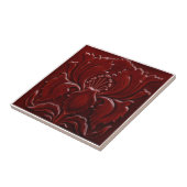 Art Nouveau Vintage Pretty Red Flower  Tegeltje (Zijkant)