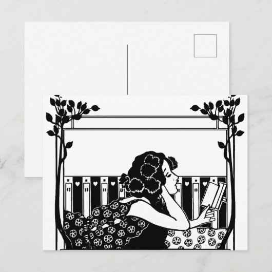 Art Nouveau Vintage reader Briefkaart (Voorkant / Achterkant)