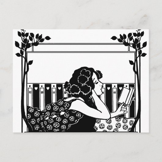 Art Nouveau Vintage reader Briefkaart (Voorkant)