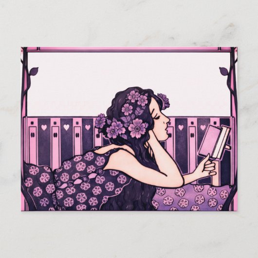 Art Nouveau Vintage reader Briefkaart (Voorkant)