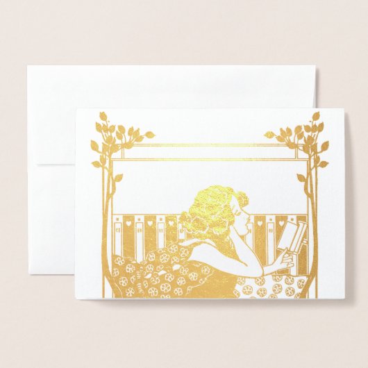 Art Nouveau Vintage reader Folie Kaarten (Voorkant met envelop)