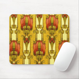 Art Nouveau Vintage Rode Tulp Bloempatroon Muismat