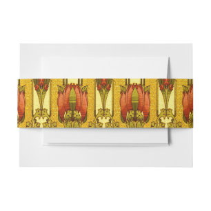 Art Nouveau Vintage Rood Tulpen Bloempatroon Uitnodigingen Wikkel