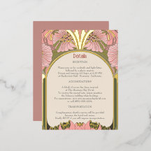 Art Nouveau Vintage Roze Groen Goud Huwelijksdetai