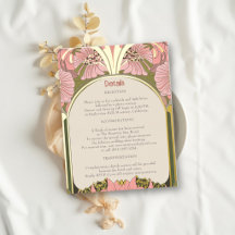 Art Nouveau Vintage Roze Groen Goud Huwelijksdetai