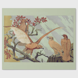 Art Nouveau Vintage Sage Groen Adelaar Natuur Kuns Cadeaupapier