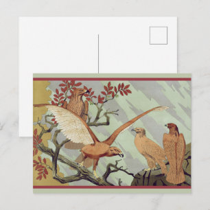 Art Nouveau Vintage Sage Groene Adelaar Natuur Kun Briefkaart