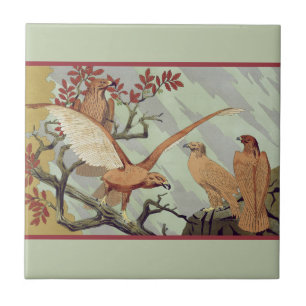 Art Nouveau Vintage Sage Groene Adelaar Natuur Kun Tegeltje