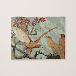 Art Nouveau Vintage Salie Groene Adelaar Natuur Ku Legpuzzel