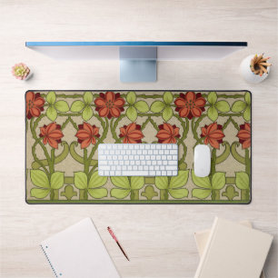 Art Nouveau Vintage Saliegroene Bloempatroon Bureaumat