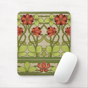 Art Nouveau Vintage Saliegroene Bloempatroon Muismat