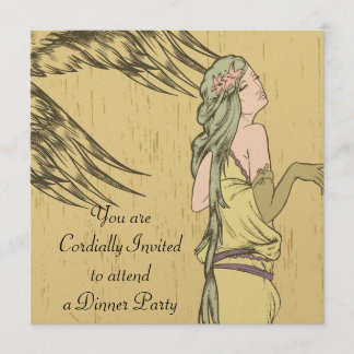 art nouveau vintage schoonheid diner cocktailparty kaart