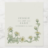 Art Nouveau vintage style Botanical Wedding Wijn Etiket (Enkel label)