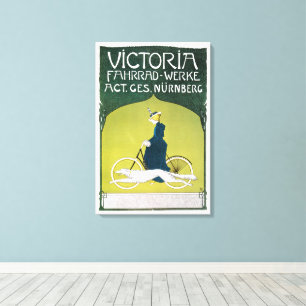 Art Nouveau vintage, Victoria Fahrrad Werke, Rehm Canvas Afdruk