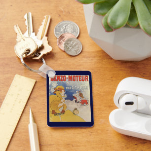 Art Nouveau vintage, vrouw in antieke cabriolet Sleutelhanger