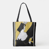 Art Nouveau vintage, vrouw leest een geel boek Tote Bag (Achterkant)