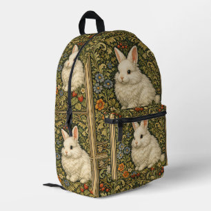 Art nouveau vintage witte konijn  bedrukte rugzak