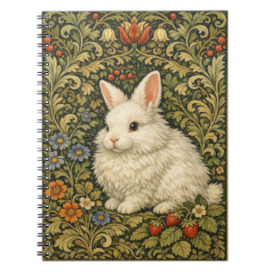 Art nouveau vintage witte konijn  notitieboek